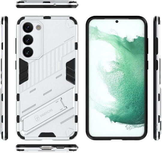 Punk Armor Твърд Калъф със Стойка Бял за Samsung Galaxy S23 Plus 5g