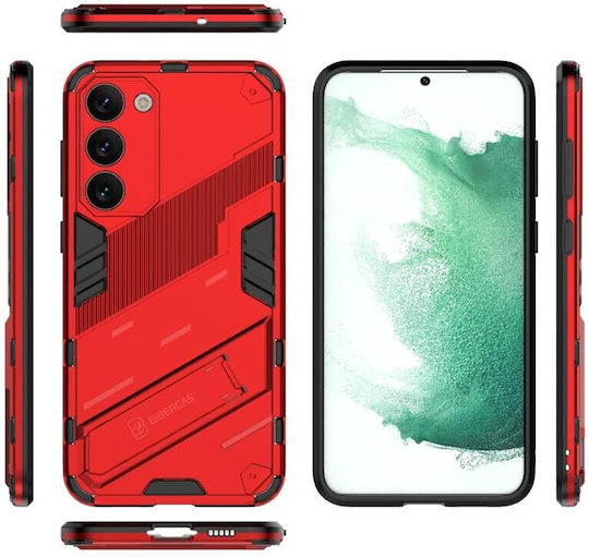 Punk Armor Твърд Калъф със Стойка Червен за Samsung Galaxy S23 Plus 5G
