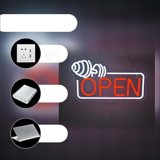 Neon Διακοσμητικό Φωτιστικό Gym Open LED 40x30εκ.