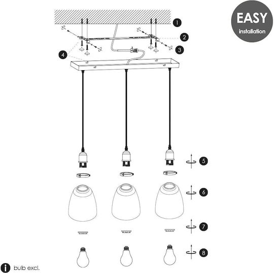 Lampa Κρεμαστό Φωτιστικό Μαύρο 65x65x128εκ.