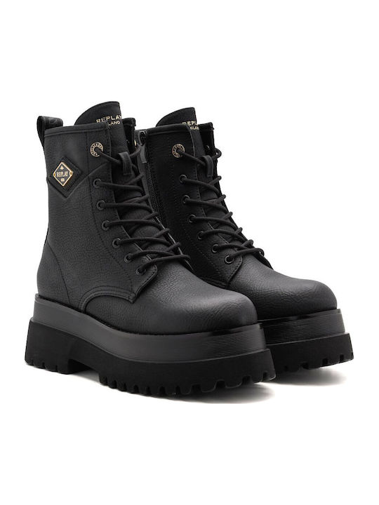 Any Icon Damen-Bikerboots mit Mittelhohem Absatz Schwarz