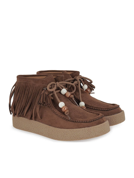Wildleder Damen Stiefeletten in Tabakbraun