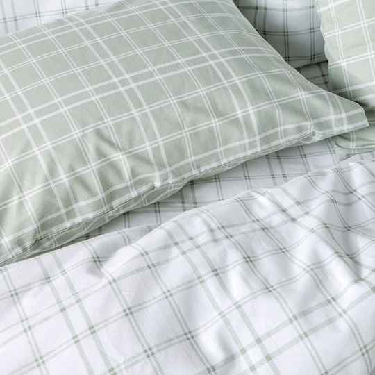Kentia Jinu Single Fitted Sheet Set 90x200+35cm Light Green - White (3pcs)