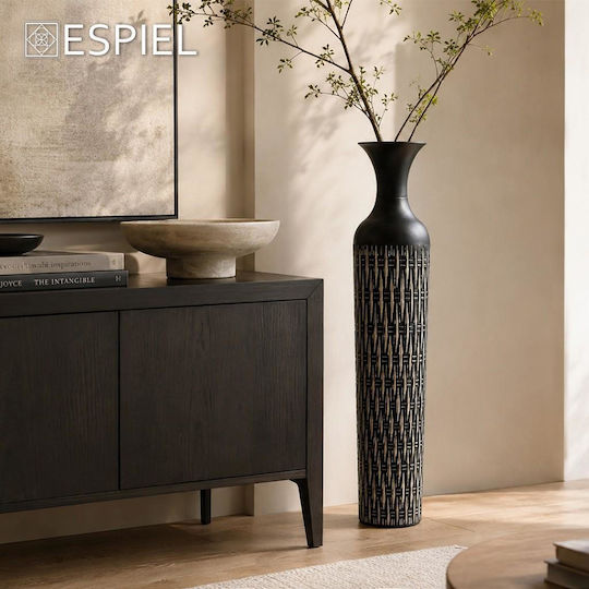 Trends Decorative Floor Vase Metallic Black Φ14xH86.5cm Trends Decorative Floor Vase Metallic Black Φ14xH86.5cm
