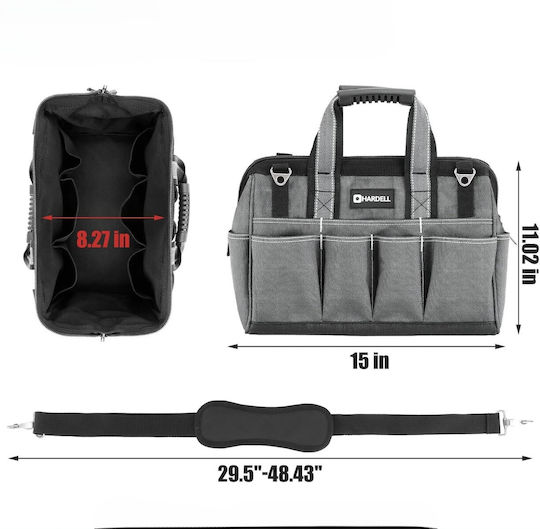 Durable 15-inch Τσάντα Ώμου Αδιάβροχη Μαύρη