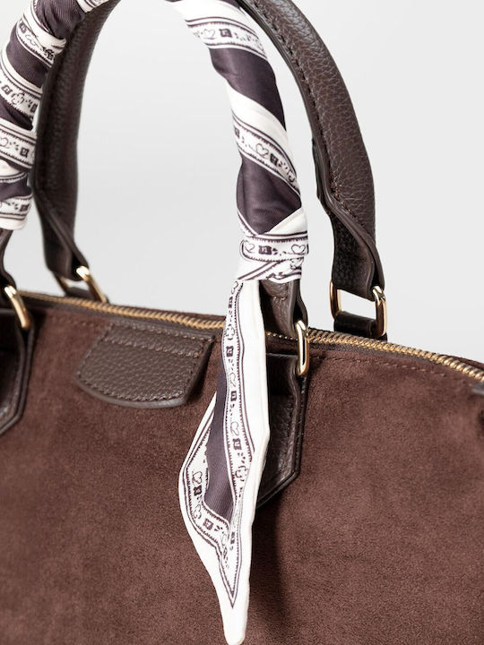 Damenhandtasche / Crossbody-Tasche aus braunem Wildleder