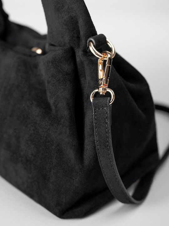 Damenhandtasche / Crossbody-Tasche aus schwarzem Wildleder