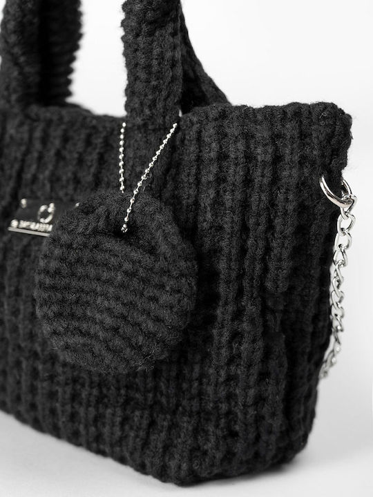 Gestrickte Schwarze Damenhandtasche / Schultertasche / Crossbody-Tasche