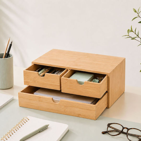 Relaxdays Sertar de Birou 33x21x13.5cm Maro
