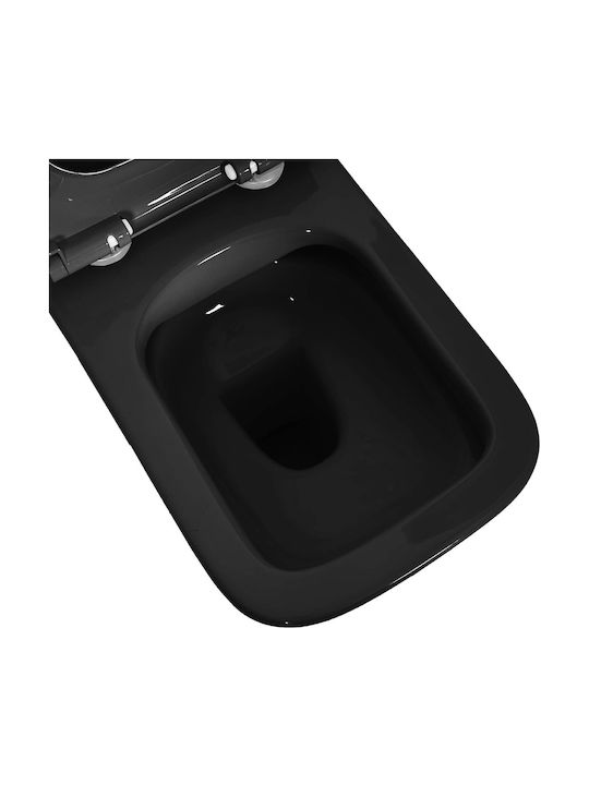 vidaXL Wandhängende Toilette mit Spülkasten und Soft-Close-Deckel, Schwarz 8721451787846