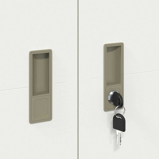 Office Cabinet Made of Metal & Glass with Lock White 60x40x220cm