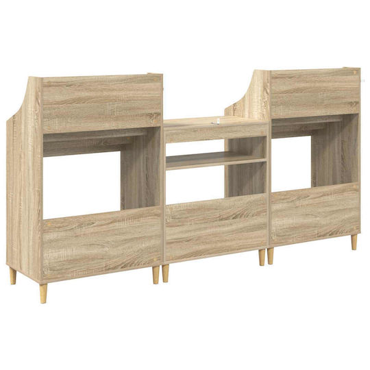 Set de Rafturi pentru Suporturi Media, 3 Buc., Stejar Sonoma, 212 x 46 x 112 cm, 3434653, Maro