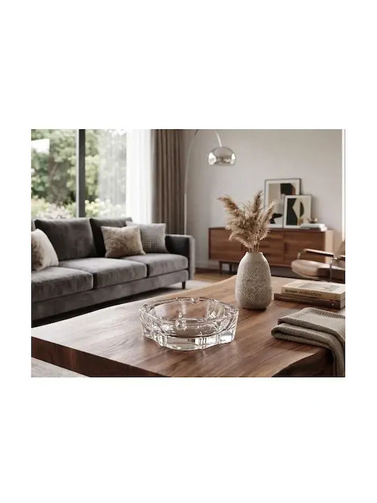 Set 6 Elegant Square Glass Ashtrays 4 Cigarette Rests Transparent
