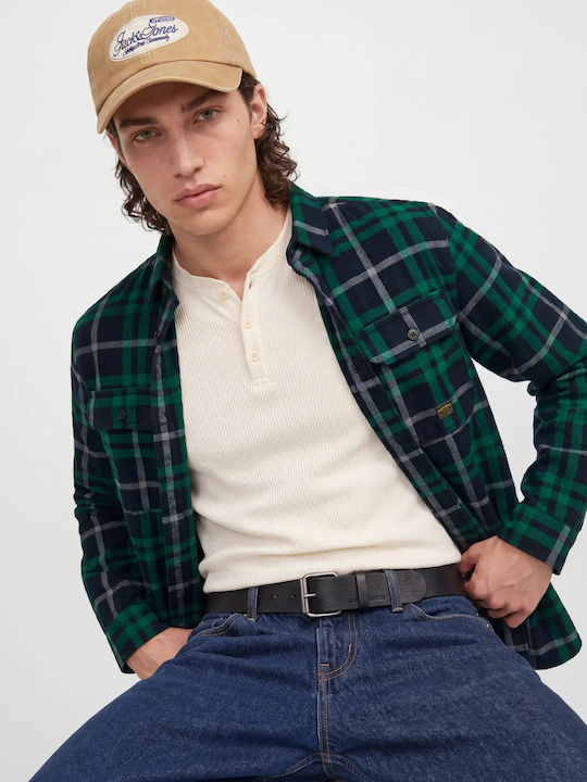 Jprbluivy Дългоръкав Overshirt със Стандартна Кройка на Каре Insignia Blue