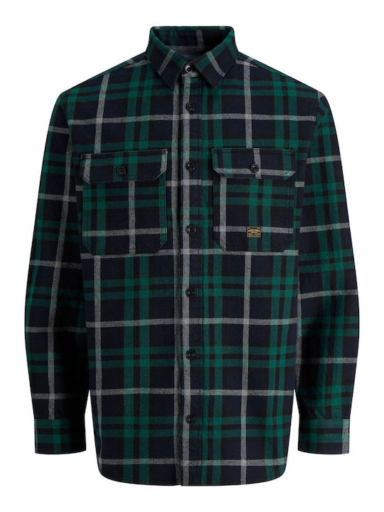 Jprbluivy Дългоръкав Overshirt със Стандартна Кройка на Каре Insignia Blue