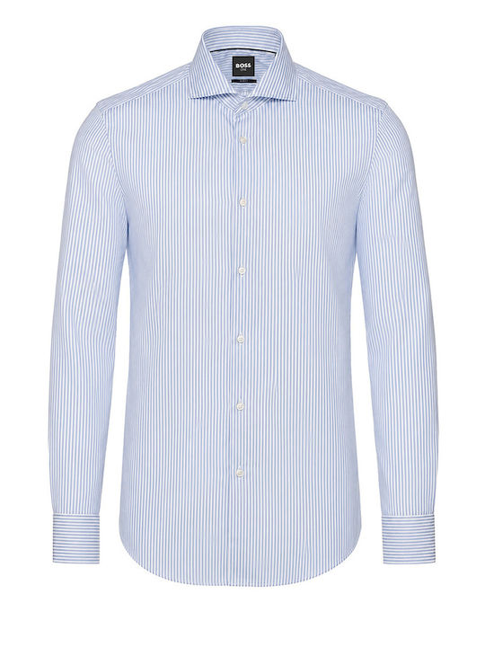 Boss Baumwollhemd Slim-Fit Hellblau