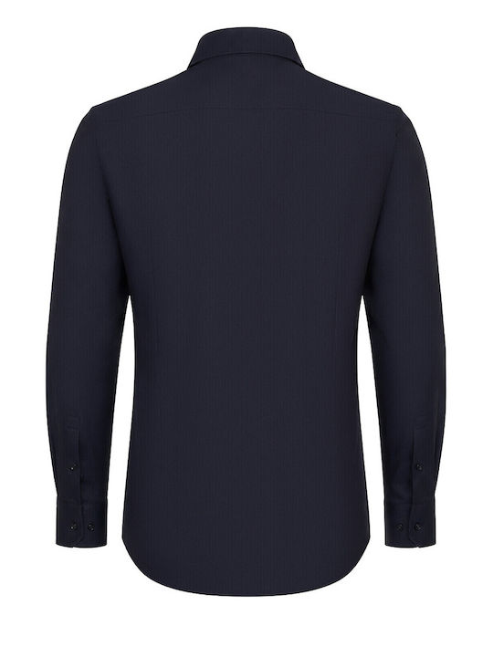 Boss Baumwollhemd Slim-Fit Dunkelblau