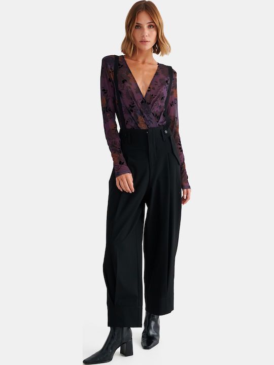 Women's Black Fabric Trousers