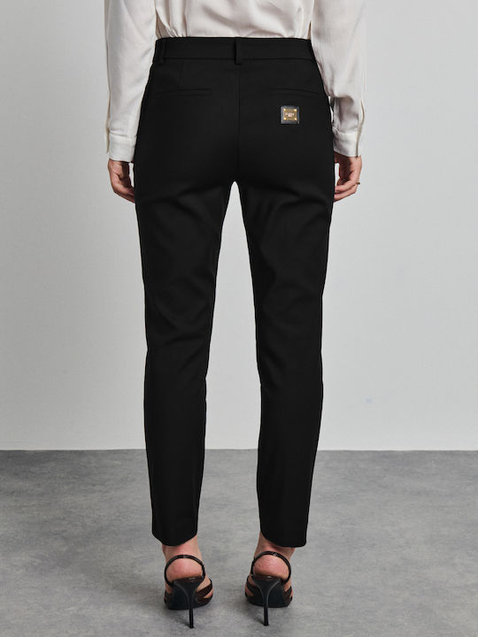 Pura Women's Fabric Trousers in Slim Fit Black