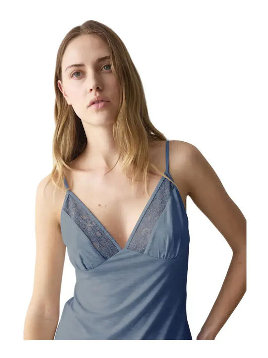 Triumph Winterliches Damen-Pyjamaoberteil Indigo Veil