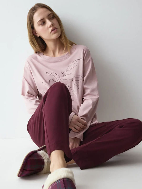 Triumph Set de Pijamale de Damă de Iarnă din Bumbac Roz