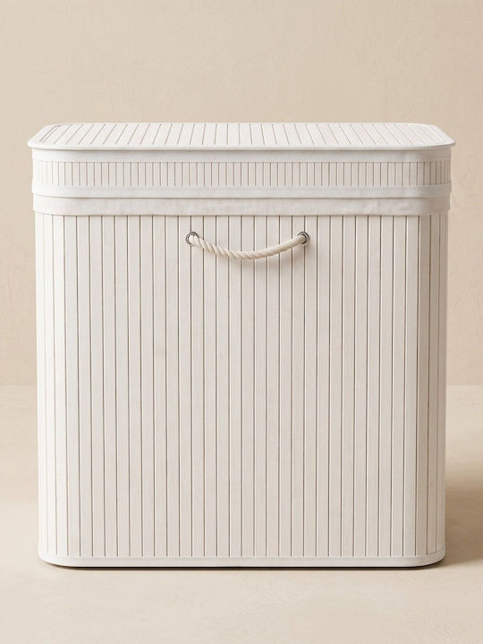 Atmosphera Bamboo Laundry Basket 150L with Lid 63x43x60cm White