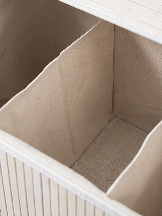 Atmosphera Bamboo Laundry Basket 150L with Lid 63x43x60cm White