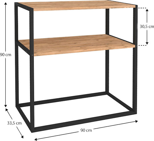 Metal Console Black L90xW33.5xH90cm.
