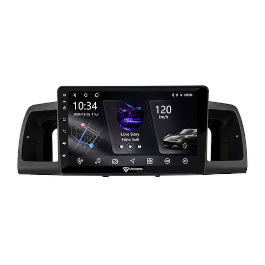 Vencore 3236-10005-0254b Android-15-Multimedia-Display 9" PX5S Octa-Core 2 GB/32 GB IPS-Frontblende CarPlay Android Auto Unterstützung Für 360°-Kamera Toyota Corolla 2002–2006 – Schwarz 3236-10005-0254b