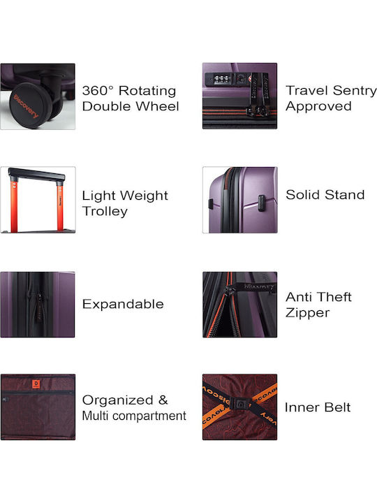 Discovery Cabin Travel Suitcase Purple Height 55cm