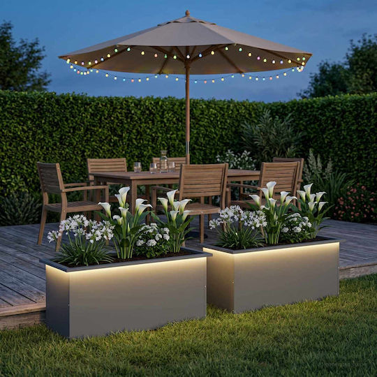 vidaXL Set of 2 Metal Planter Boxes Anthracite