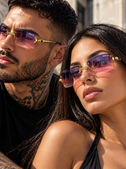 Unisex Γυαλιά Ηλίου με Μεταλλικό Σκελετό Gold / Pink Blue Ντεγκραντέ