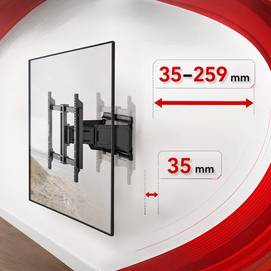 Maclean Energy MC-881 N Βάση Τηλεόρασης Τοίχου έως 90" και 65kg Μαύρο