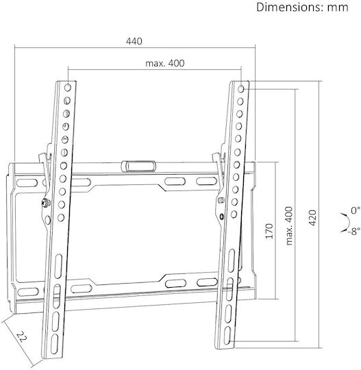 Maclean Energy MC-187 Стенна стойка за телевизор до 75" и 45kg Черна