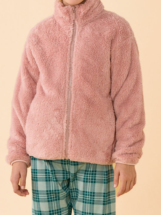 Noidinotte Kids’ Winter Fleece Robe Pink