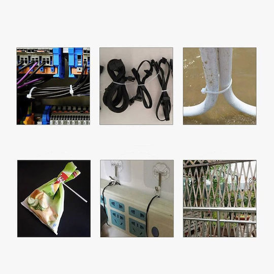 Durable White Cable Tie Set 100 Pcs 20 X 4.8 Cm