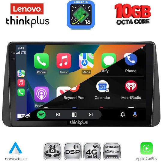 Lenovo Auto-Audiosystem für Fiat Tipo BMW X2 / X6 2018–2023 (Bluetooth/USB/WiFi/GPS/Apple CarPlay/Android Auto) mit 9-Zoll-Touchscreen