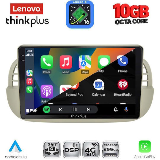 Lenovo Auto-Audiosystem für Fiat 500 BMW X2 / X6 2007–2015 (Bluetooth/USB/WiFi/GPS/Apple CarPlay/Android Auto) mit 9" Touchscreen