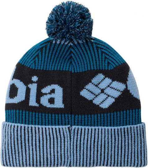 Polar Powder III Pom Pom Beanie Unisex Fleece Knitted Beanie in Blue