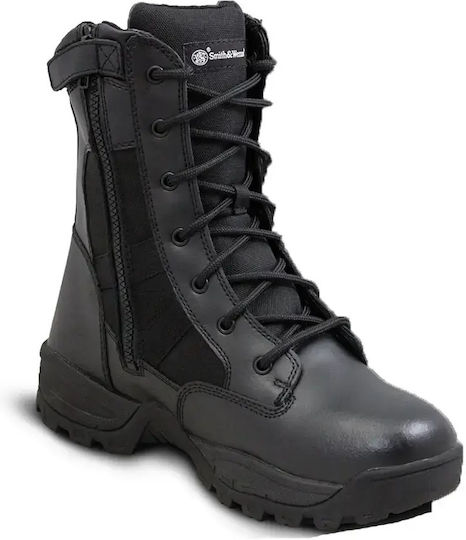Smith & Wesson Wasserdichte Militärstiefel aus schwarzem Leder mit HydroGuard-Membran