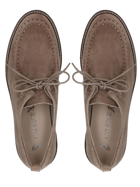 Suede Γυναικεία Oxfords σε Καφέ Χρώμα