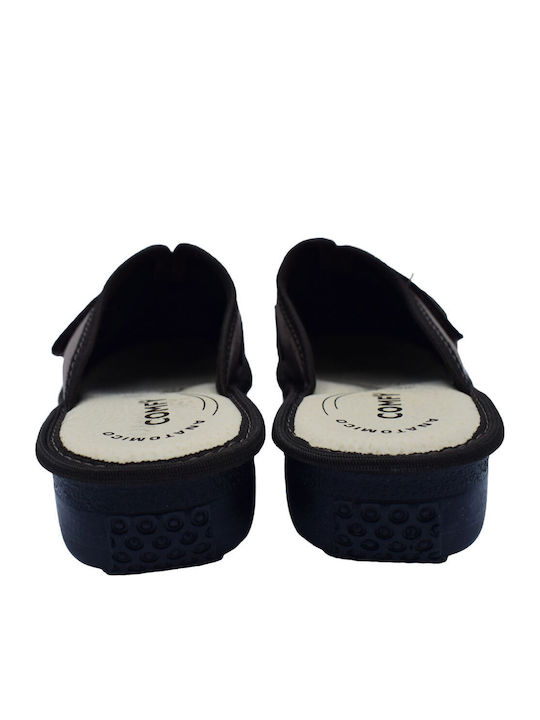 Anatomische Damen-Lederclogs Hausschuhe Braun