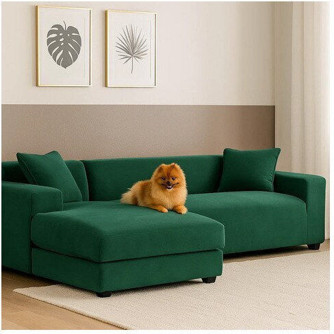 Ruhhy Waterproof Elastic Corner Sofa Cover Green 45x230cm