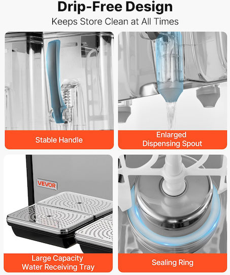 Vevor Triple Cold Beverage Dispenser 3x12 L