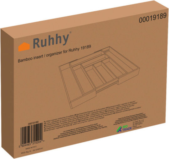 Ruhhy Organizator Extensibil pentru Tacâmuri de Sertar din Lemn 33.5x45.5x5 cm Maro