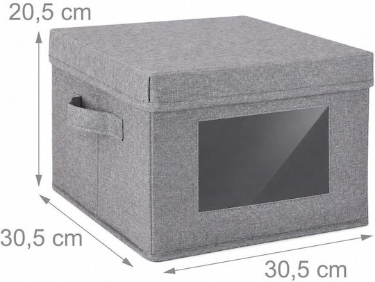 Relaxdays Stoff-Aufbewahrungsbox mit Deckel Grau 20.5x30.5x30.5cm 2 Stück