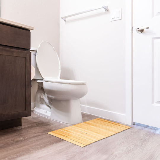 Relaxdays Non-Slip Wooden Bath Mat 10045620 White/Light Brown 80x50 cm