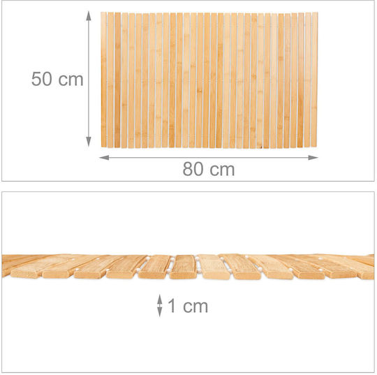 Relaxdays Non-Slip Wooden Bath Mat 10045620 White/Light Brown 80x50 cm