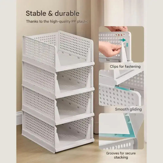 Songmics Plastic Clothes Organizer in White 66x53.5x43cm 6 Pieces