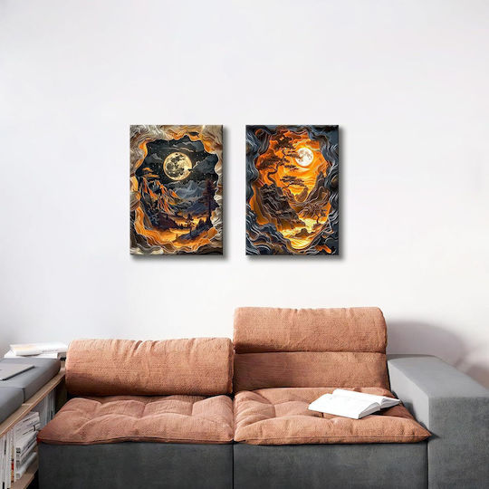 Abstract Chinese Canvas Paintings Set 2 Pieces 40x60 Cm Abstract Chinese Canvas Paintings Set 2 Pieces 40x60 Cm
